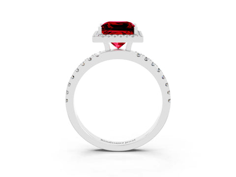 White gold Princess Cut Halo Diamond Pave Band with Prong Setting_3
