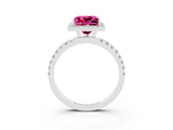 White gold Princess Cut Halo Diamond Pave Band with Prong Setting_3
