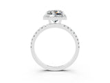 White gold Princess Cut Halo Diamond Pave Band with Prong Setting_3