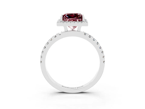 White gold Princess Cut Halo Diamond Pave Band with Prong Setting_3
