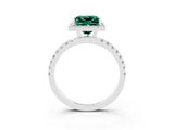White gold Princess Cut Halo Diamond Pave Band with Prong Setting_3