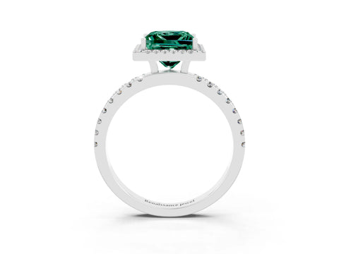 White gold Princess Cut Halo Diamond Pave Band with Prong Setting_3