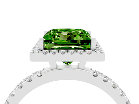 White gold Princess Cut Halo Diamond Pave Band with Prong Setting_4