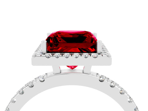White gold Princess Cut Halo Diamond Pave Band with Prong Setting_4