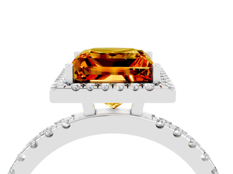 White gold Princess Cut Halo Diamond Pave Band with Prong Setting_4