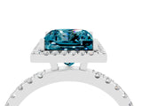 White gold Princess Cut Halo Diamond Pave Band with Prong Setting_4