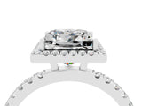White gold Princess Cut Halo Diamond Pave Band with Prong Setting_4