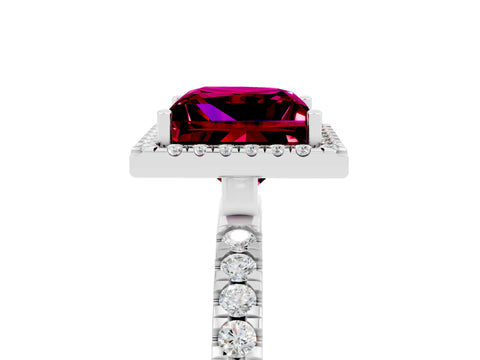 White gold Princess Cut Halo Diamond Pave Band with Prong Setting_5