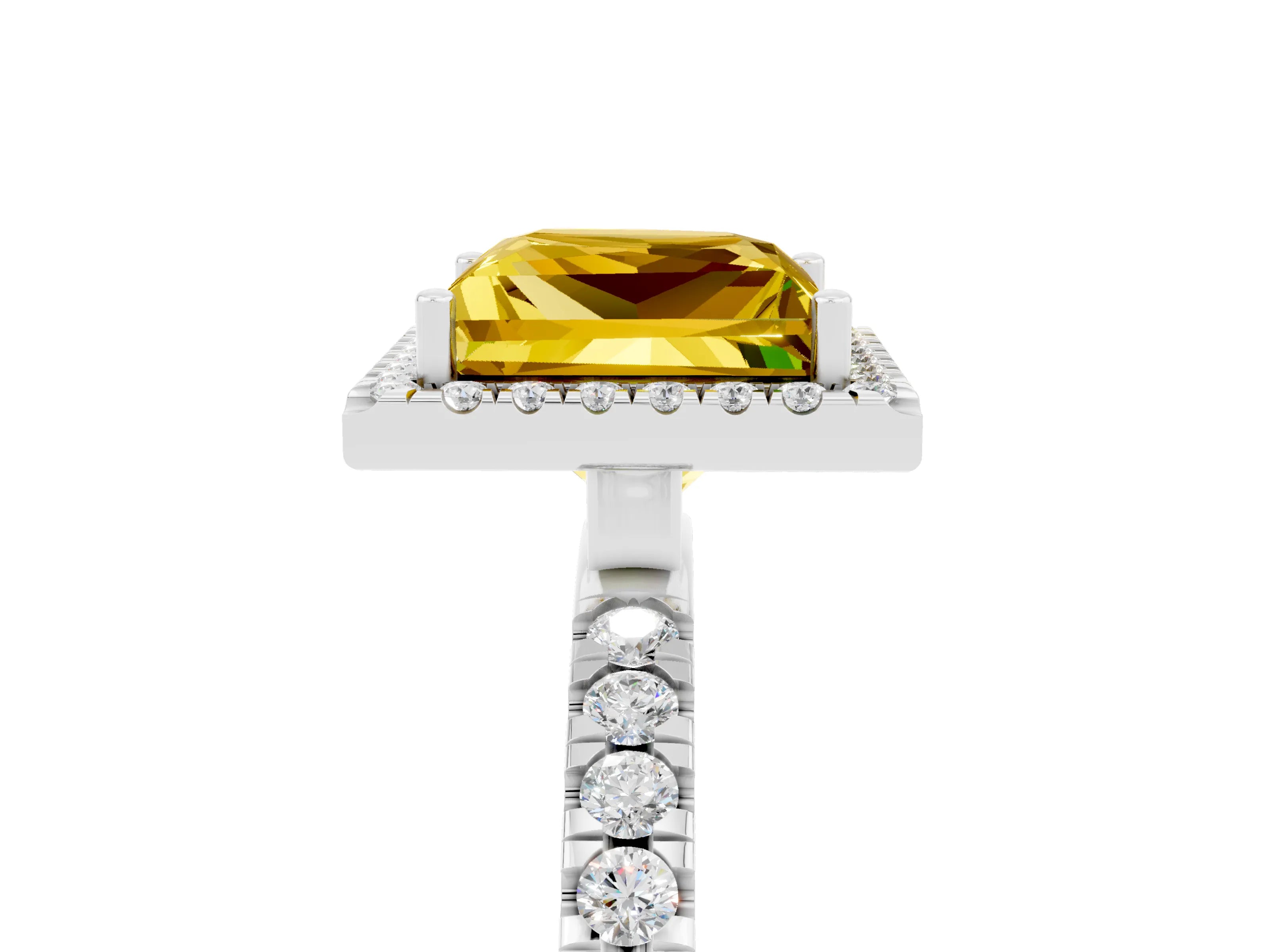 White gold Princess Cut Halo Diamond Pave Band with Prong Setting_5