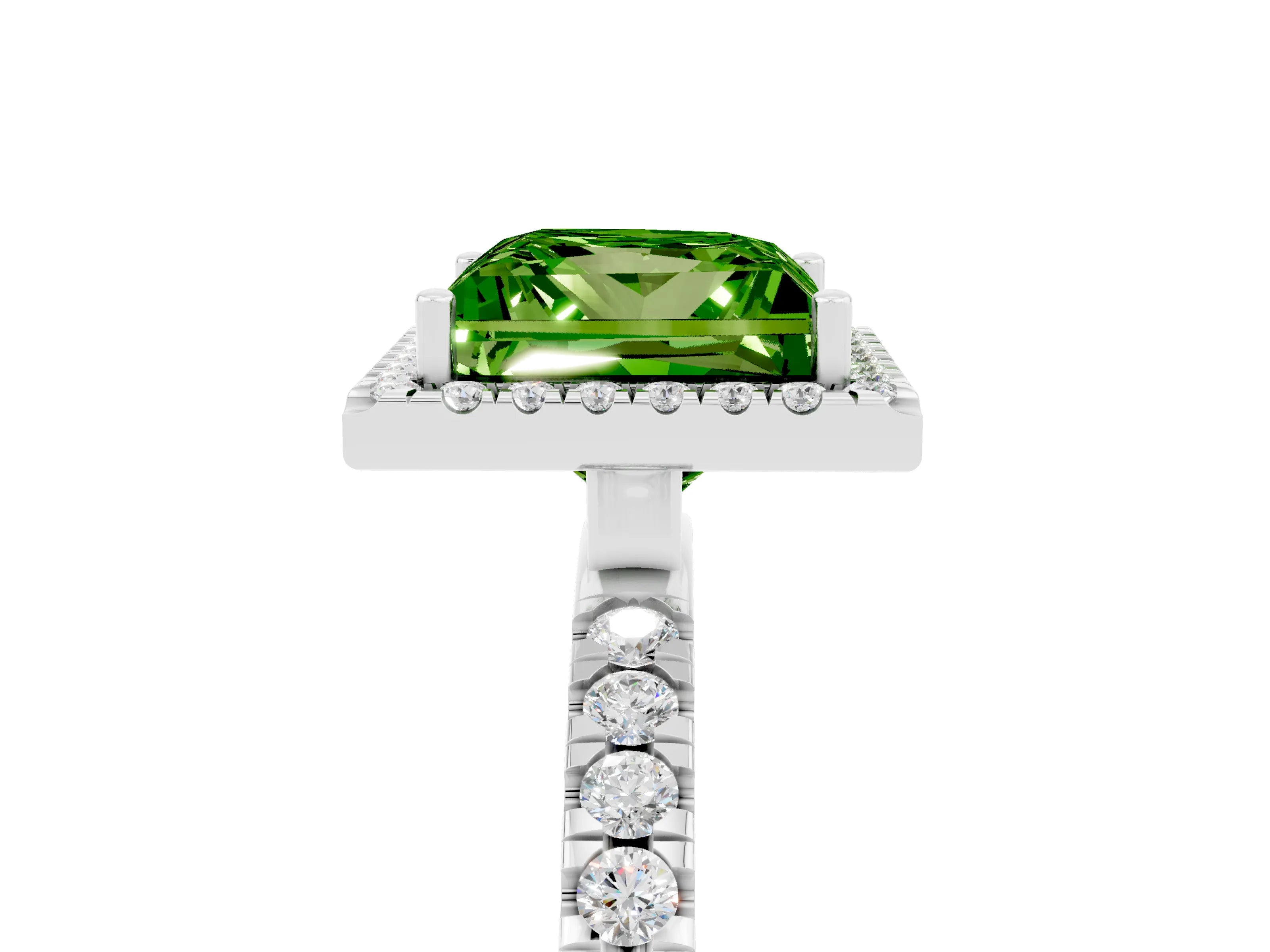 White gold Princess Cut Halo Diamond Pave Band with Prong Setting_5
