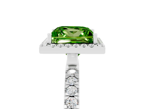 White gold Princess Cut Halo Diamond Pave Band with Prong Setting_5