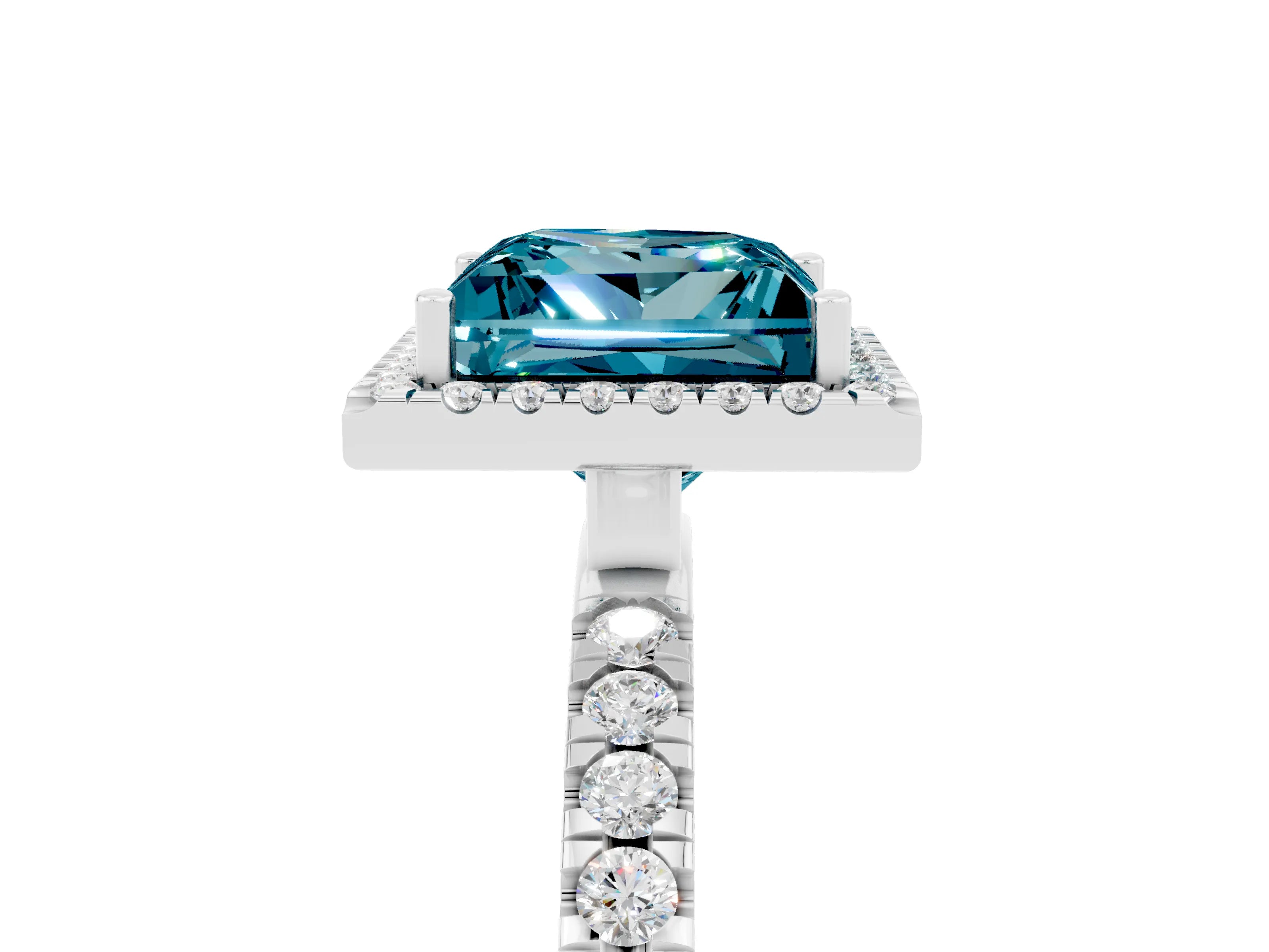 White gold Princess Cut Halo Diamond Pave Band with Prong Setting_5
