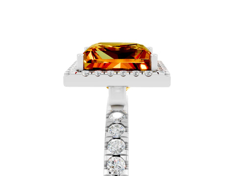 White gold Princess Cut Halo Diamond Pave Band with Prong Setting_5