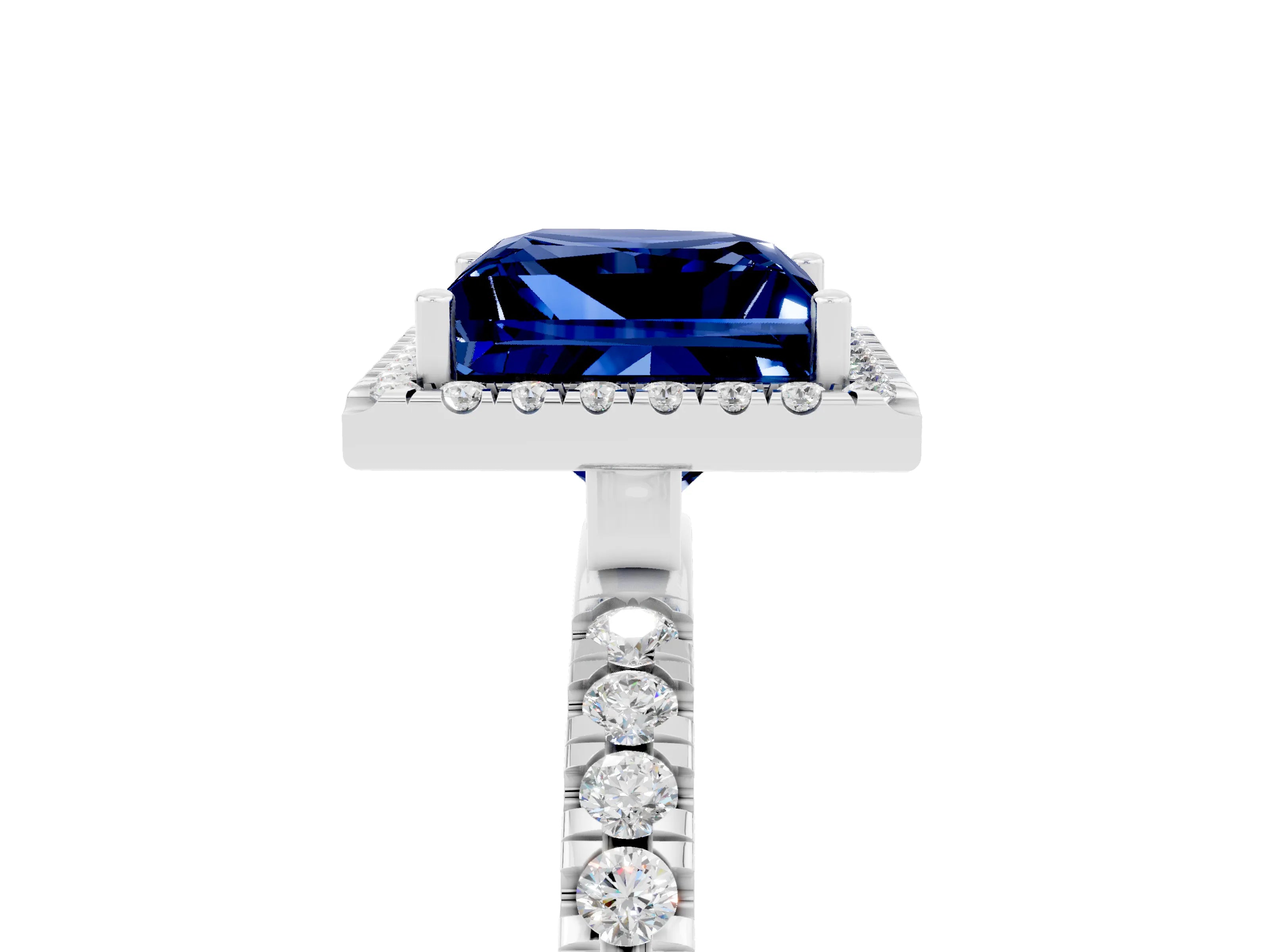 White gold Princess Cut Halo Diamond Pave Band with Prong Setting_5