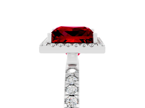White gold Princess Cut Halo Diamond Pave Band with Prong Setting_5