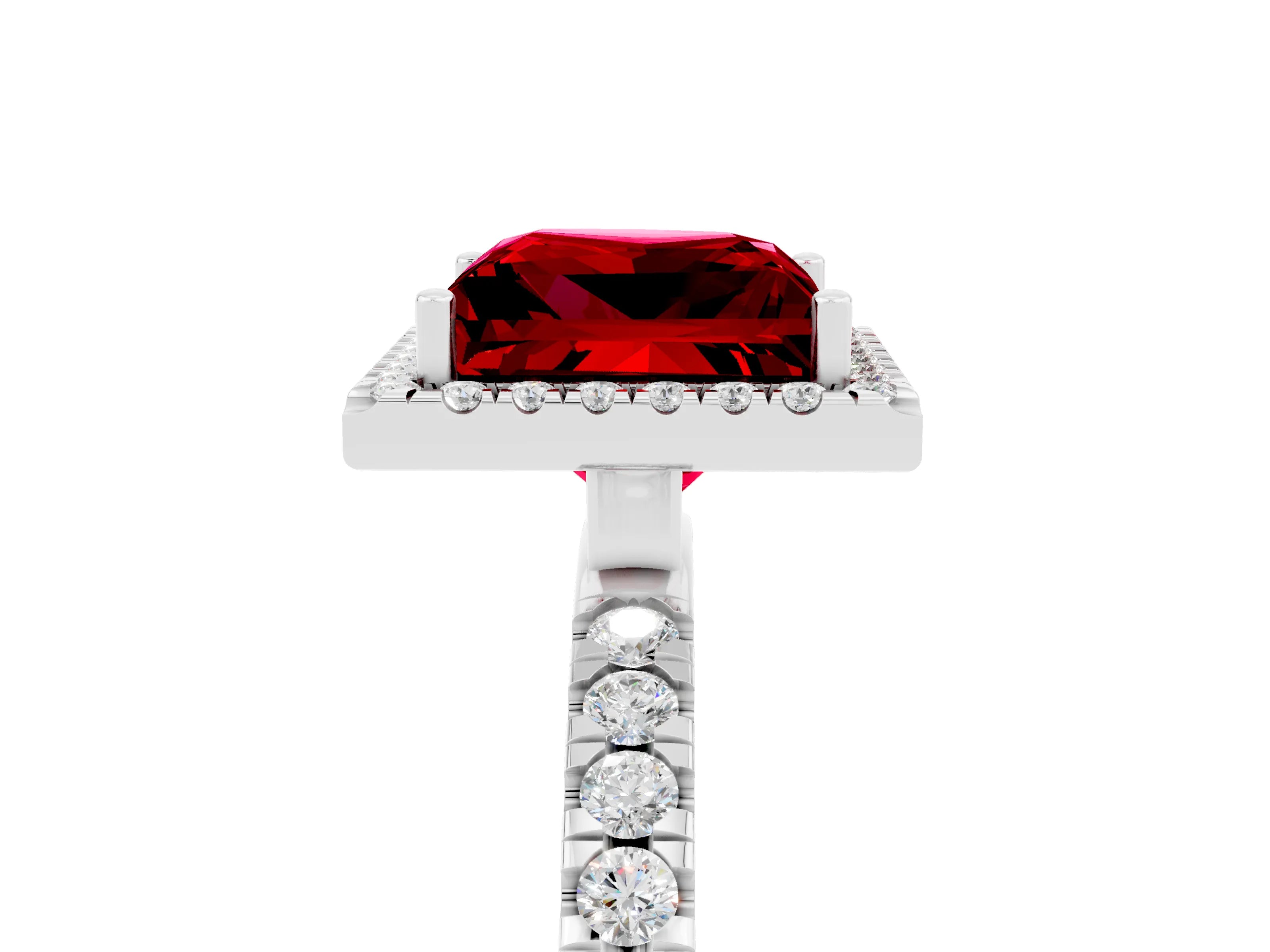 White gold Princess Cut Halo Diamond Pave Band with Prong Setting_5