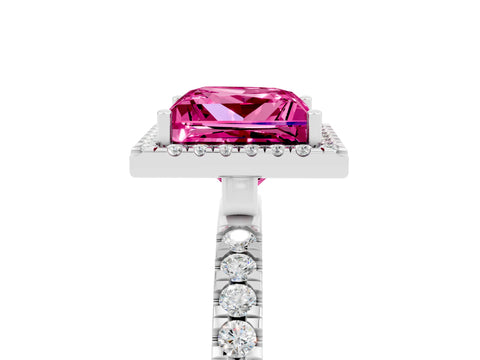 White gold Princess Cut Halo Diamond Pave Band with Prong Setting_5