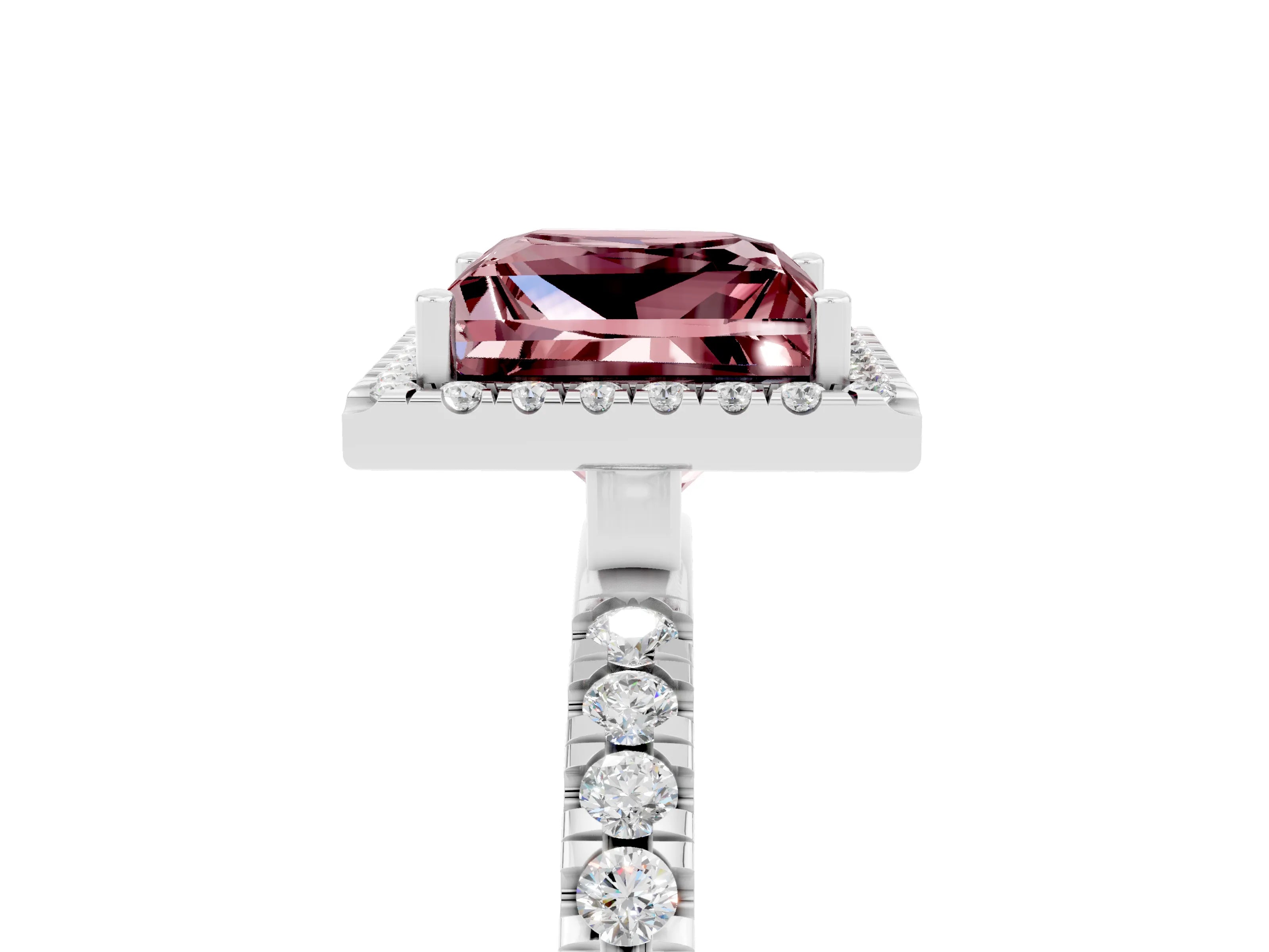 White gold Princess Cut Halo Diamond Pave Band with Prong Setting_5