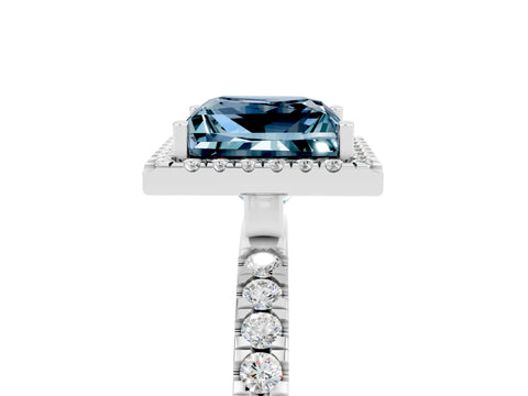 White gold Princess Cut Halo Diamond Pave Band with Prong Setting_5