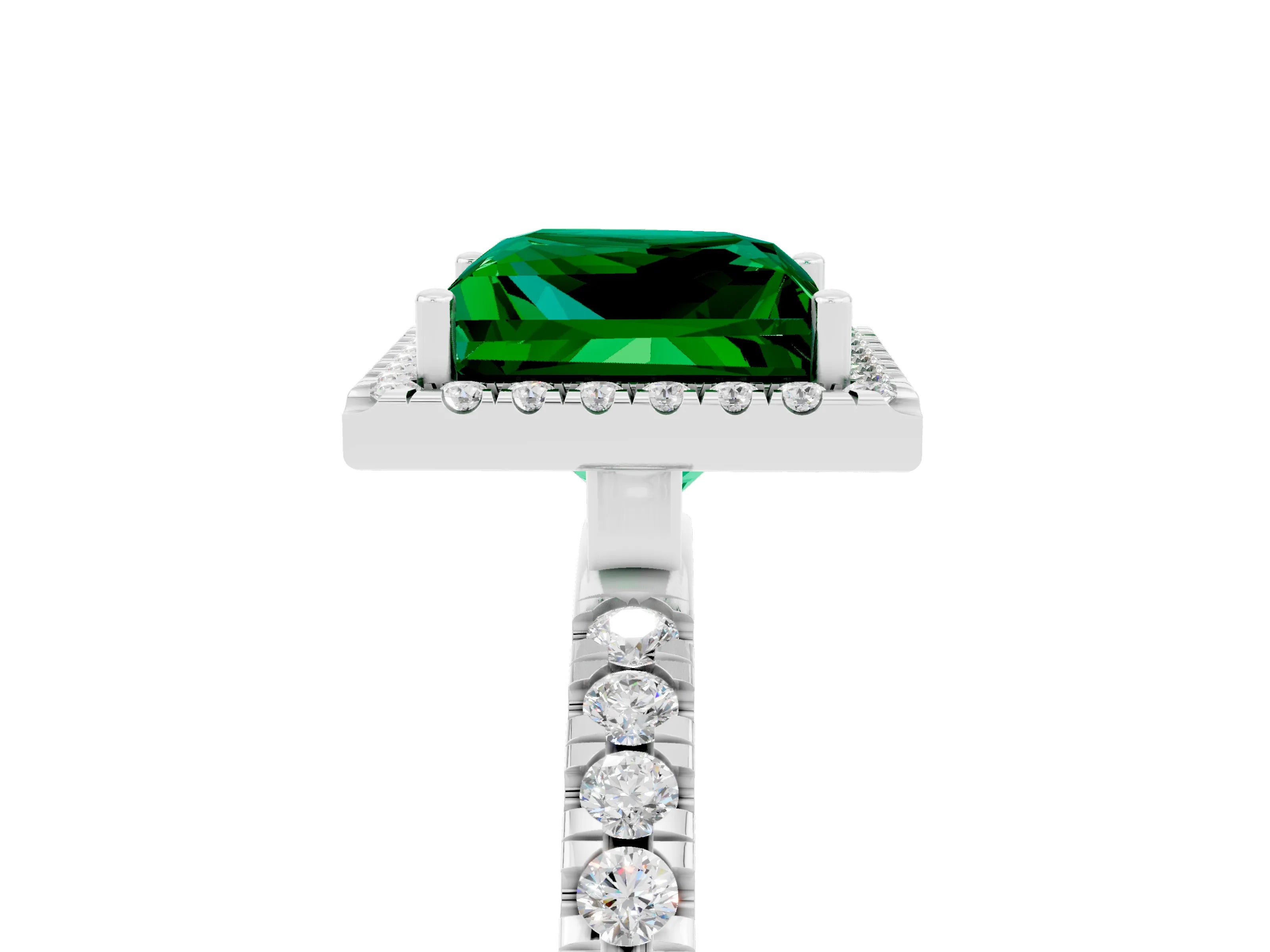 White gold Princess Cut Halo Diamond Pave Band with Prong Setting_5