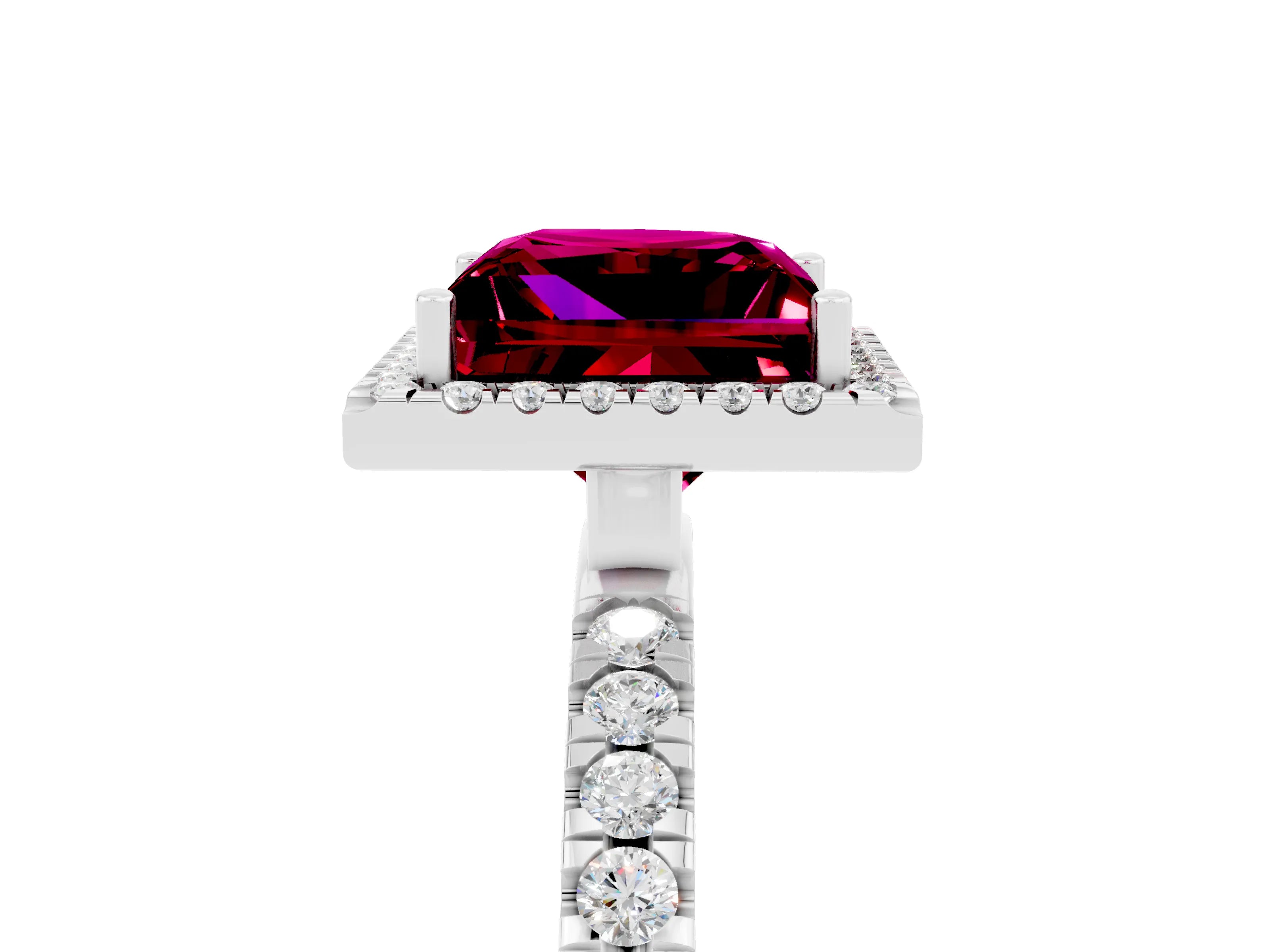 White gold Princess Cut Halo Diamond Pave Band with Prong Setting_5