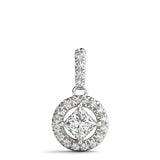 White gold Princess Cut Halo Diamond Pendant with Four-Prong Setting 1
