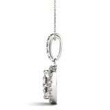 White gold Princess Cut Halo Diamond Pendant with Four-Prong Setting 2