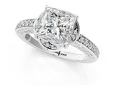 White gold Princess Cut Halo Diamond Ring with Channel Set Band and Four-Prong Setting_86