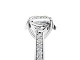 White gold Princess Cut Halo Diamond Ring with Channel Set Band and Four-Prong Setting_90