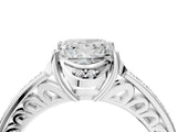 White gold Princess Cut Halo Diamond Ring with Channel Set Band and Four-Prong Setting_91