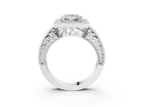 White gold Princess Cut Halo Diamond Ring with Pavé Band and Four-Prong Setting_75