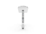 White gold Princess Cut Halo Diamond Ring with Pavé Band and Milgrain Prong Setting_39