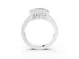 White gold Princess Cut Halo Diamond Ring with Pavé Band and Milgrain Prong Setting_40