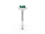 White gold Princess Cut Halo Diamond Ring with Pavé Band and Three-Prong Setting_2