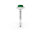 White gold Princess Cut Halo Diamond Ring with Pavé Band and Three-Prong Setting_2