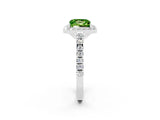 White gold Princess Cut Halo Diamond Ring with Pavé Band and Three-Prong Setting_2