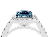 White gold Princess Cut Halo Diamond Ring with Pavé Band and Three-Prong Setting_4