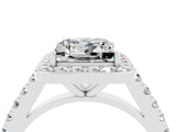 White gold Princess Cut Halo Diamond Ring with Pavé Band and Three-Prong Setting_4
