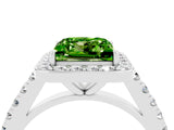 White gold Princess Cut Halo Diamond Ring with Pavé Band and Three-Prong Setting_4
