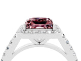 White gold Princess Cut Halo Diamond Ring with Pavé Band and Three-Prong Setting_4