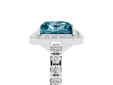 White gold Princess Cut Halo Diamond Ring with Pavé Band and Three-Prong Setting_5