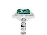 White gold Princess Cut Halo Diamond Ring with Pavé Band and Three-Prong Setting_5