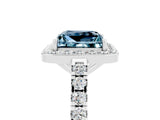 White gold Princess Cut Halo Diamond Ring with Pavé Band and Three-Prong Setting_5