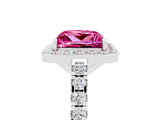 White gold Princess Cut Halo Diamond Ring with Pavé Band and Three-Prong Setting_5