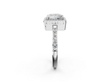White gold Princess Cut Halo Diamond Ring with Pave Band and Four-Prong Setting_34