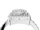 White gold Princess Cut Halo Diamond Ring with Pave Band and Four-Prong Setting_36