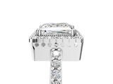 White gold Princess Cut Halo Diamond Ring with Pave Band and Four-Prong Setting_37