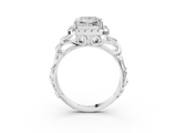 White gold Princess Cut Halo Diamond Ring with Scrollwork Band and Four-Prong Setting_71