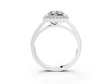White gold Princess Cut Halo Diamond Ring with Solitaire Band and Prong Setting_10