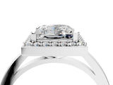 White gold Princess Cut Halo Diamond Ring with Solitaire Band and Prong Setting_11